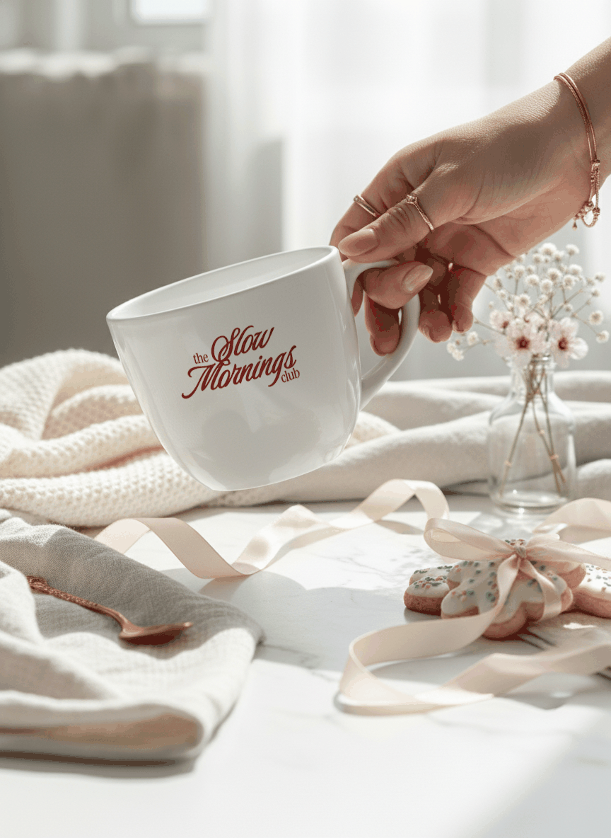 Grande Ceramic Coffee & Tea Cup – 380 ml | “Morning Club” Permanent Print | Premium Quality Ceramic Mug for Home, Office & Gifting 1219 Avenue India