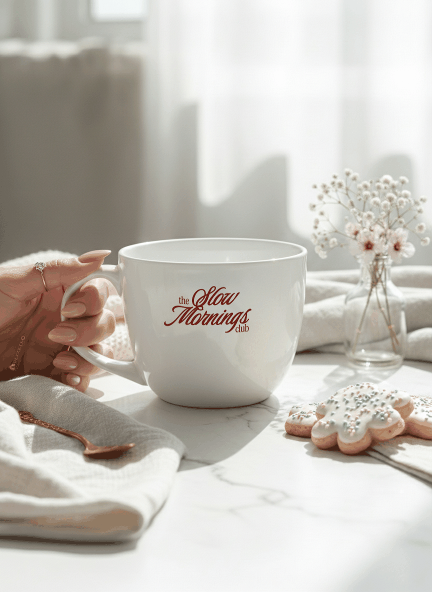 Grande Ceramic Coffee & Tea Cup – 380 ml | “Morning Club” Permanent Print | Premium Quality Ceramic Mug for Home, Office & Gifting 1219 Avenue India