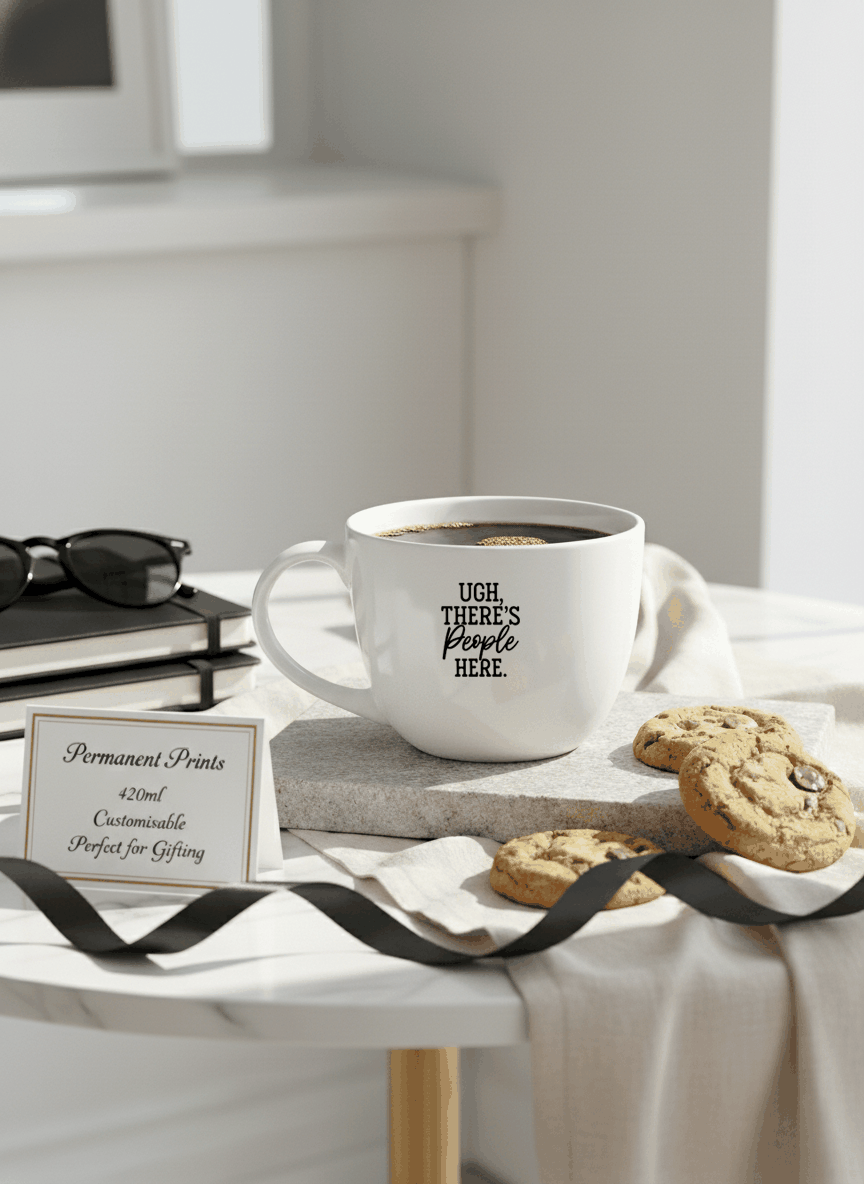 Grande Ceramic Coffee & Tea Cup – 380 ml | “People Here” Permanent Print | Premium Quality Ceramic Mug for Home, Office & Gifting 1219 Avenue India