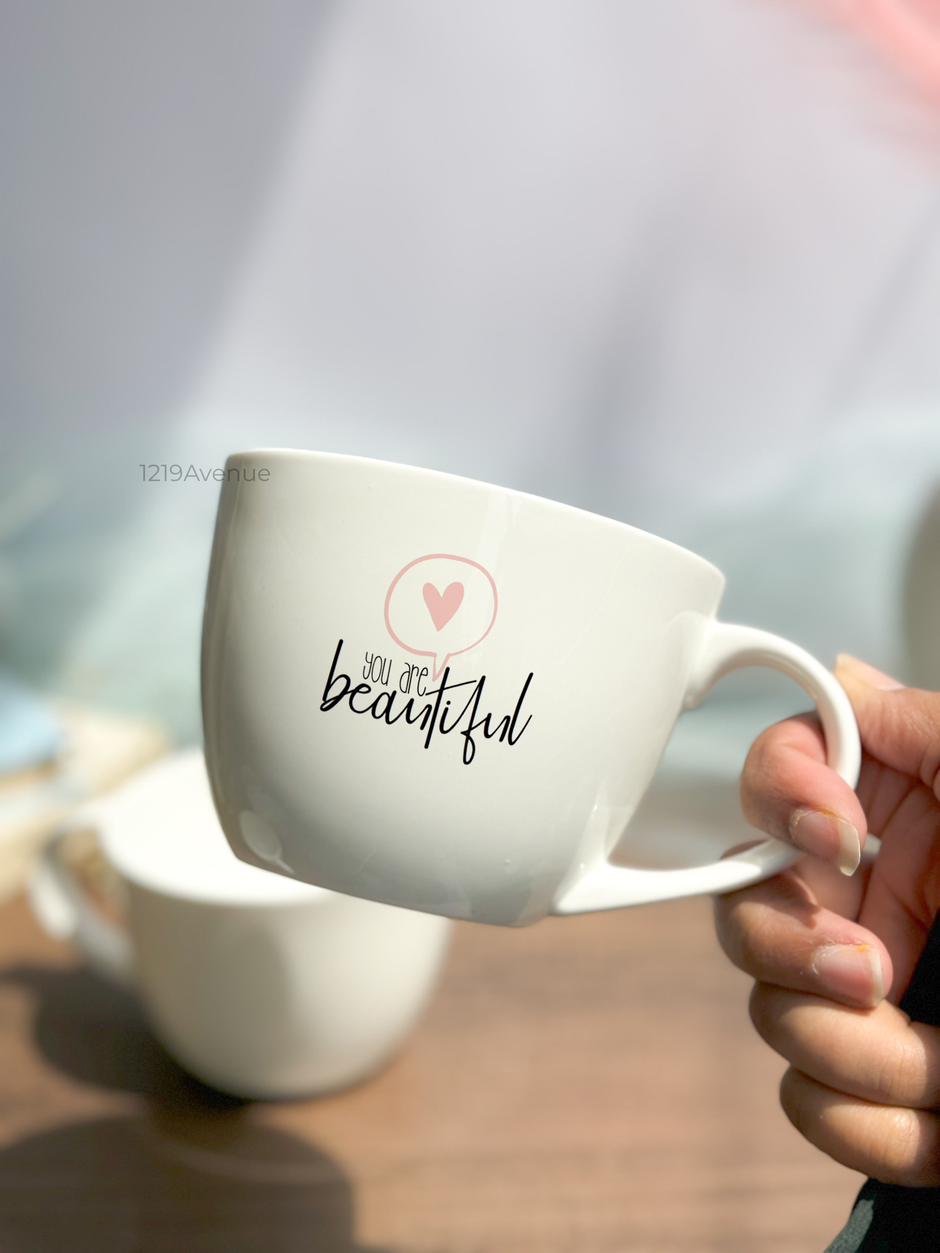 Grande Ceramic Cups |420ml |You Are Beautiful Permanent Print | Premium Ceramic Cups 1219 Avenue India
