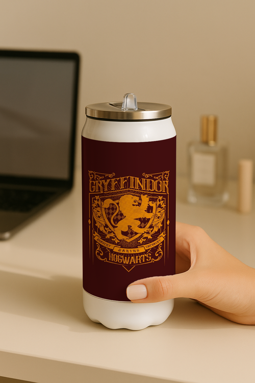 Ivora Metal Can Sipper 450 ML| Metal Cans 450 ML | Gryffindor Print | Double Walled Hot And Cold Tumbler 1219 Avenue India