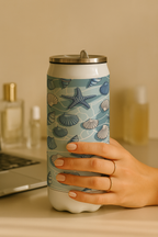 Ivora Metal Can Sipper 450 ML| Metal Cans 450 ML | Ocean Breeze Print | Double Walled Hot And Cold Tumbler 1219 Avenue India