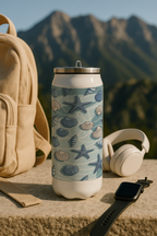 Ivora Metal Can Sipper 450 ML| Metal Cans 450 ML | Ocean Breeze Print | Double Walled Hot And Cold Tumbler 1219 Avenue India