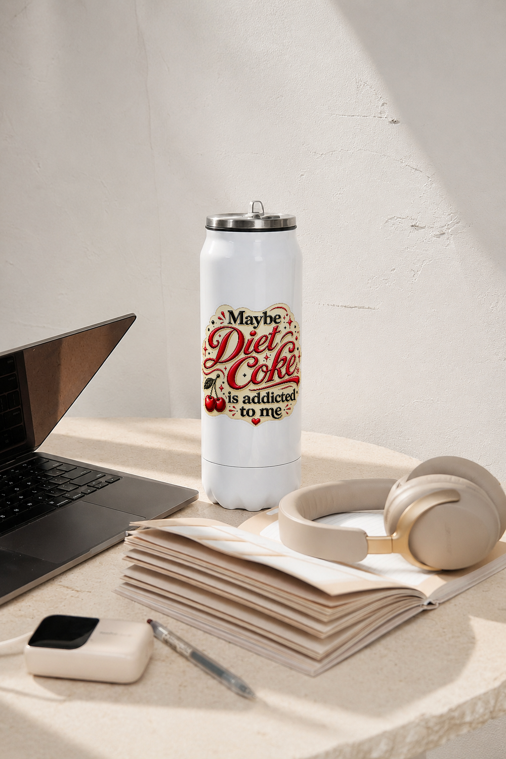 Ivora Metal Can Sipper 500 ML| Addicted to Me Print | Double Walled Hot And Cold Tumbler 1219 Avenue