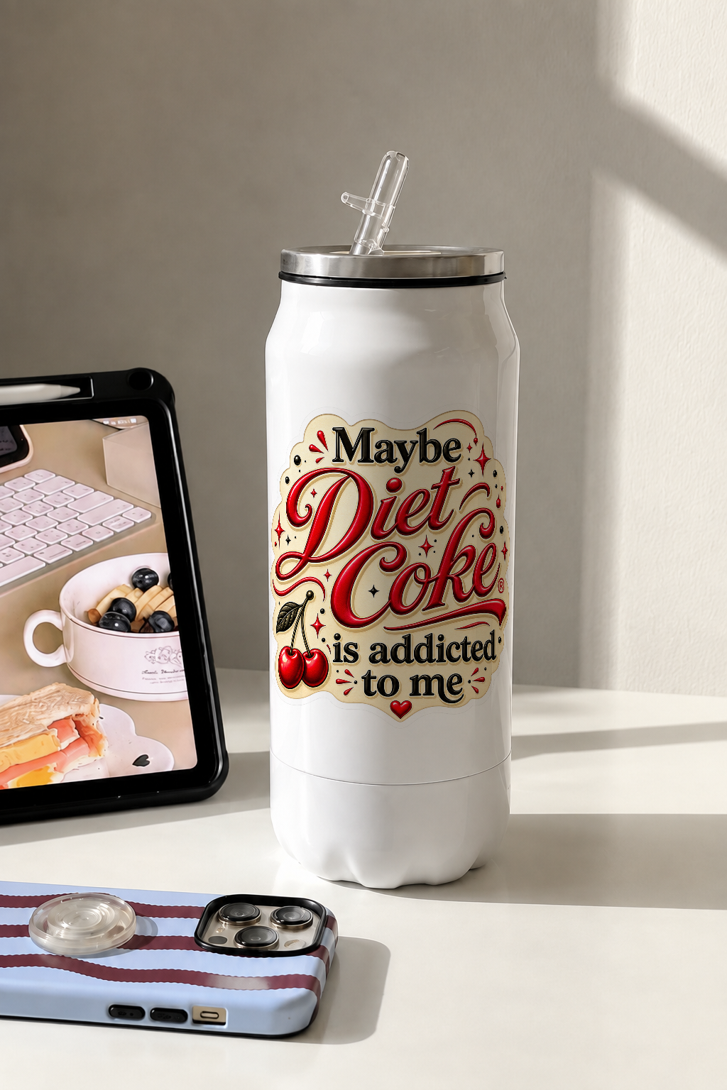 Ivora Metal Can Sipper 500 ML| Addicted to Me Print | Double Walled Hot And Cold Tumbler 1219 Avenue
