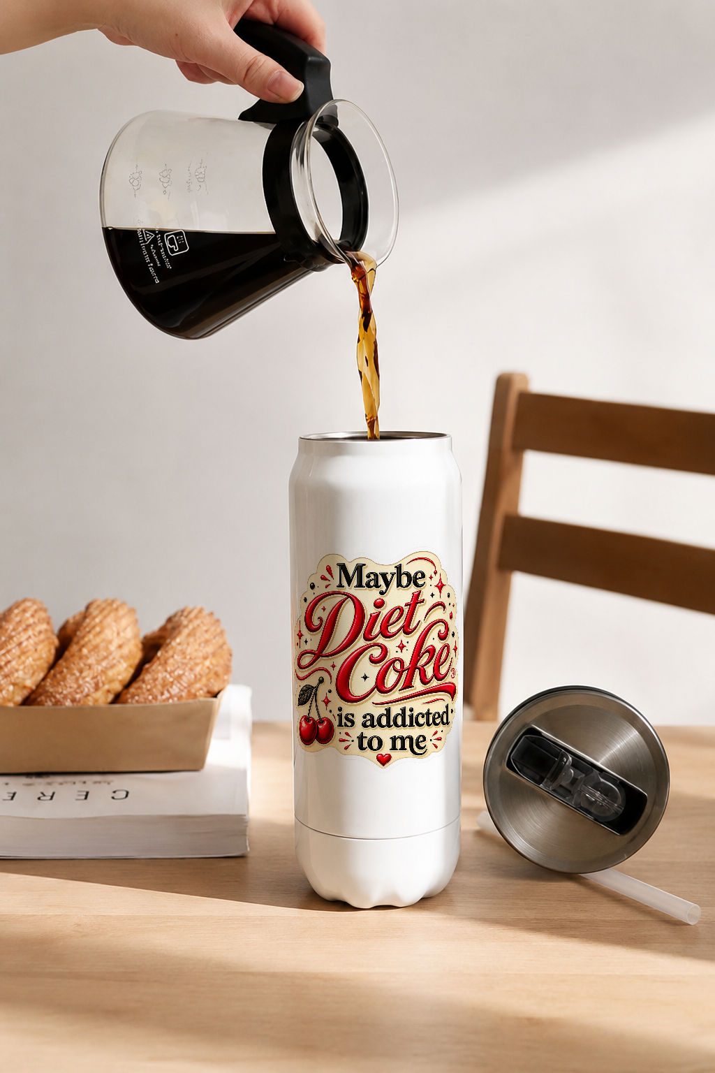 Ivora Metal Can Sipper 500 ML| Addicted to Me Print | Double Walled Hot And Cold Tumbler 1219 Avenue
