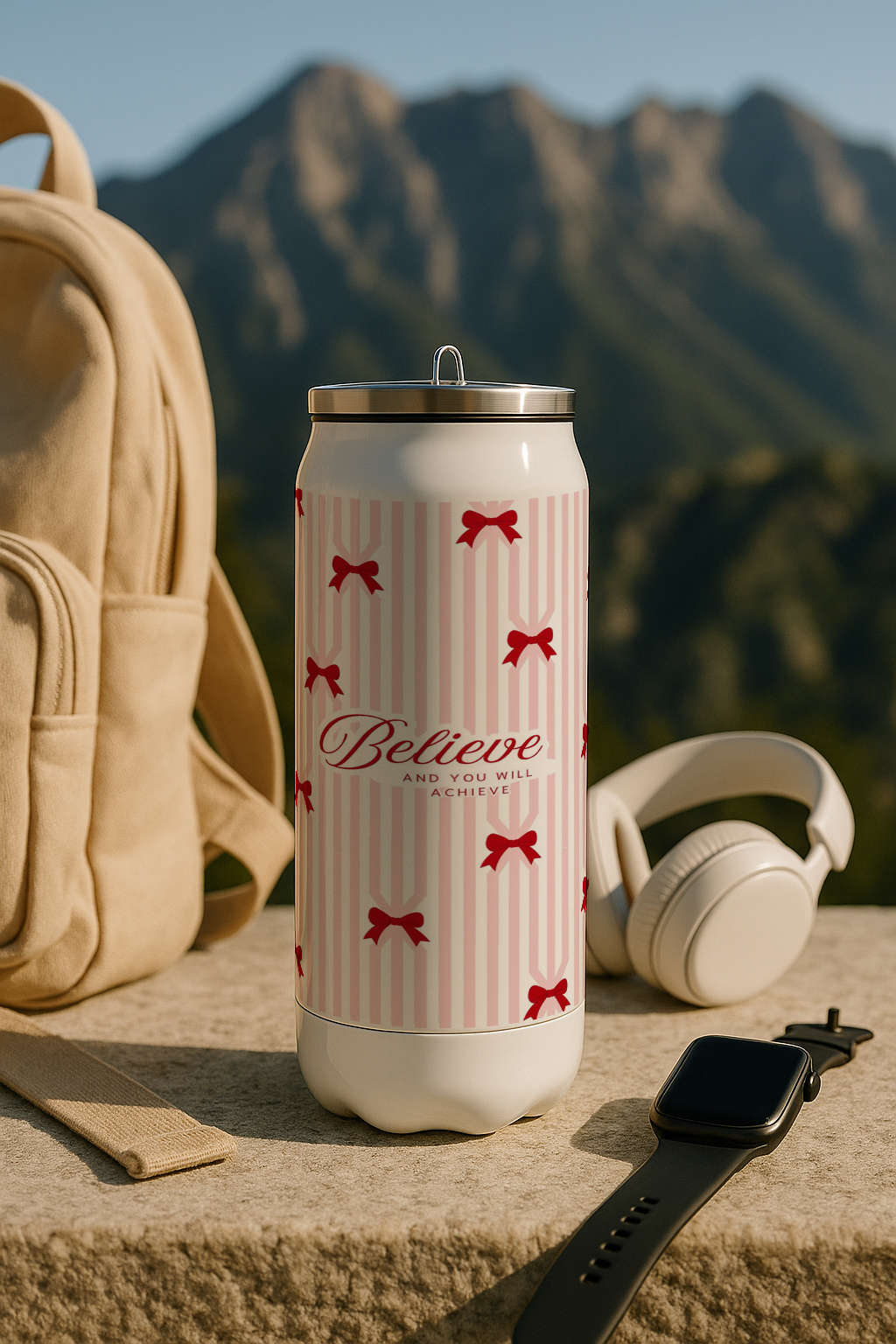 Ivora Metal Can Sipper 450 ML| Metal Cans 450 ML | Believe & Achieve Print | Double Walled Hot And Cold Tumbler 1219 Avenue India