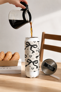 Ivora Metal Can Sipper 500 ML| Black Bows Print | Double Walled Hot And Cold Tumbler 1219 Avenue