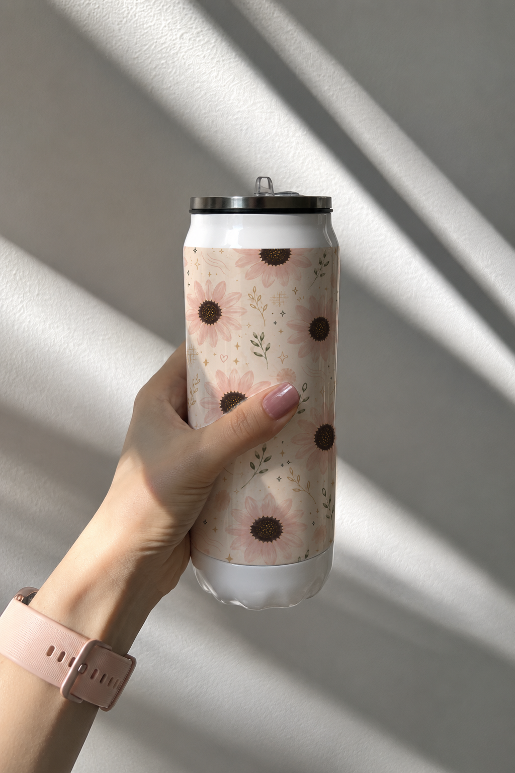 Ivora Metal Can Sipper 500 ML| Blush Botanica Print | Double Walled Hot And Cold Tumbler 1219 Avenue