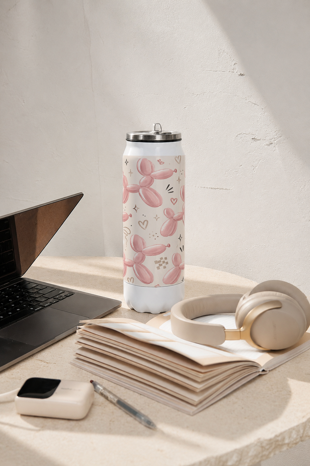 Ivora Metal Can Sipper 500 ML| Blush Pop Print | Double Walled Hot And Cold Tumbler 1219 Avenue