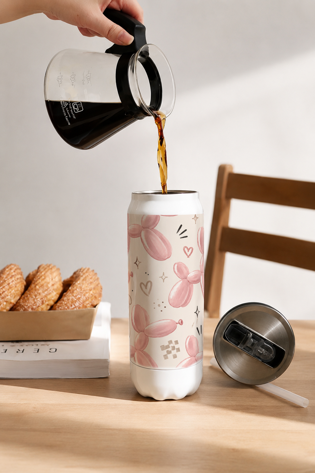 Ivora Metal Can Sipper 500 ML| Blush Pop Print | Double Walled Hot And Cold Tumbler 1219 Avenue