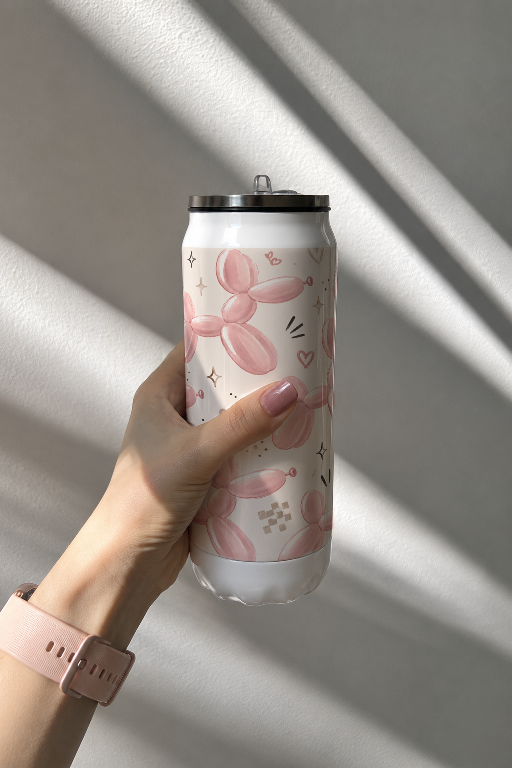 Ivora Metal Can Sipper 500 ML| Blush Pop Print | Double Walled Hot And Cold Tumbler 1219 Avenue