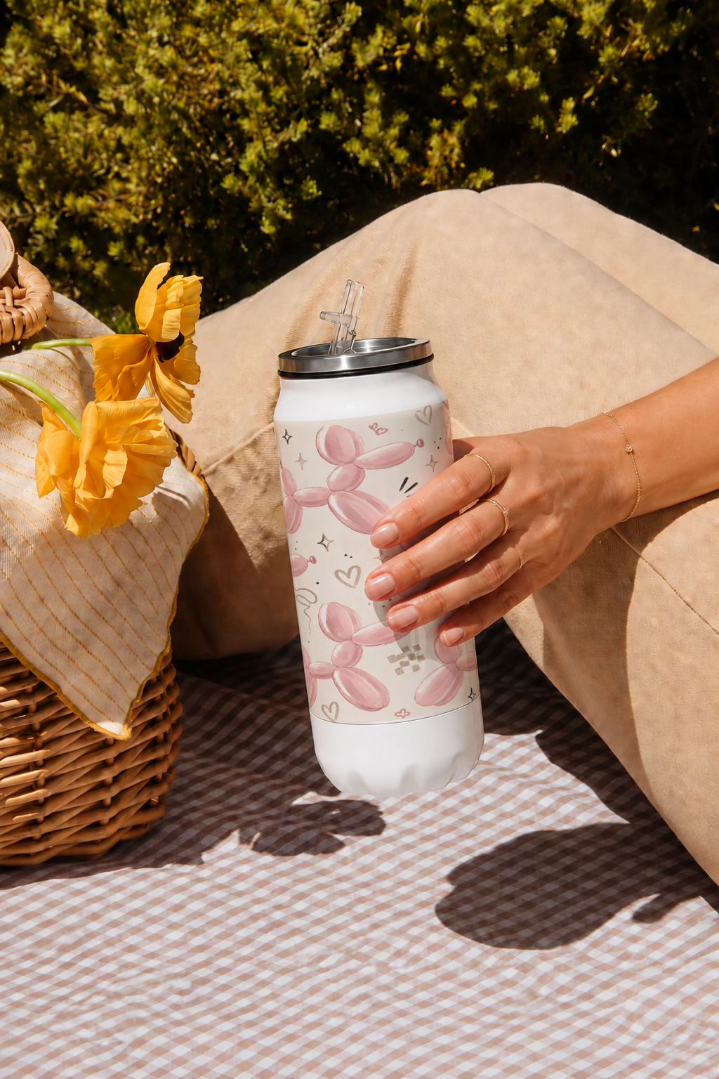 Ivora Metal Can Sipper 500 ML| Blush Pop Print | Double Walled Hot And Cold Tumbler 1219 Avenue