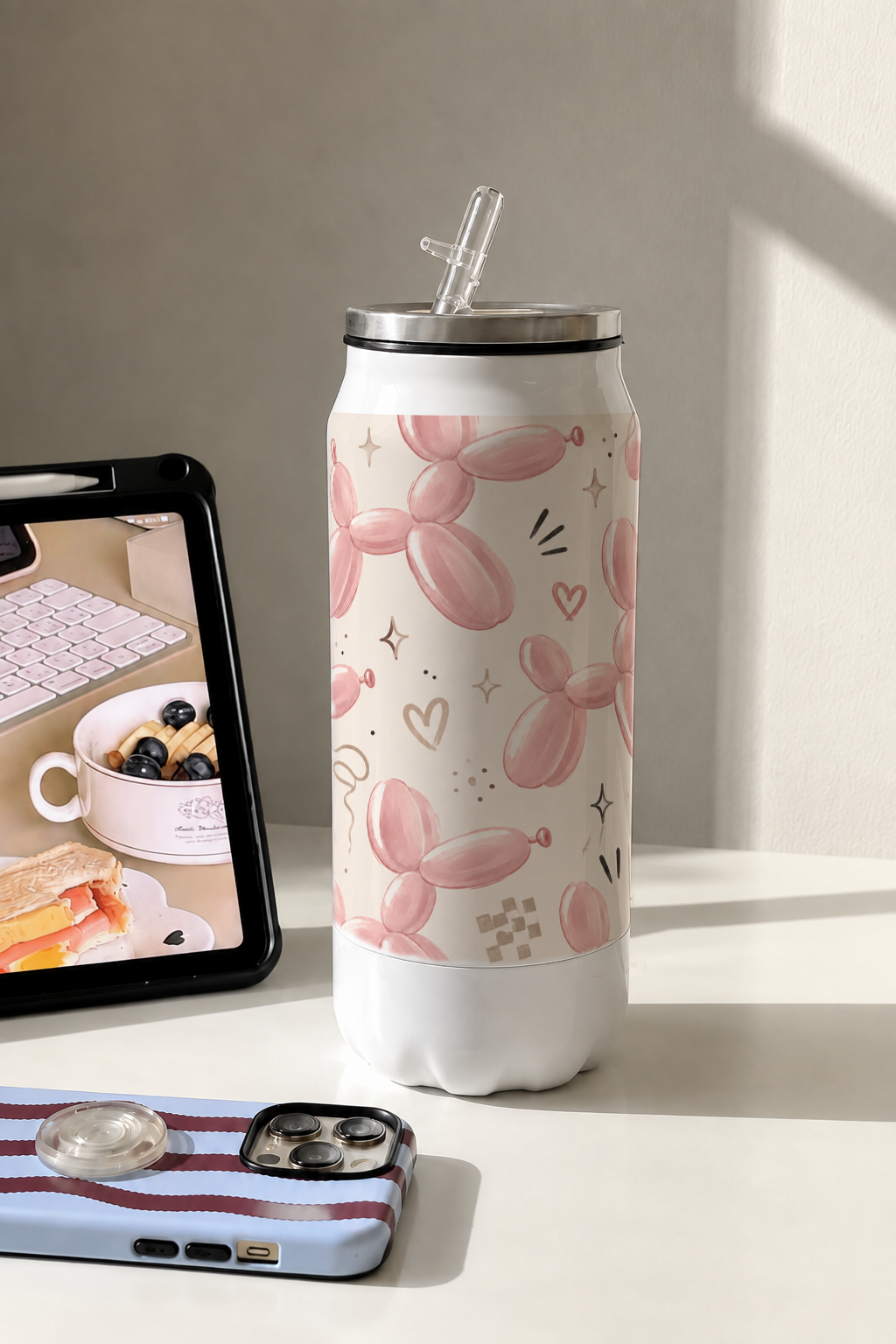 Ivora Metal Can Sipper 500 ML| Blush Pop Print | Double Walled Hot And Cold Tumbler 1219 Avenue