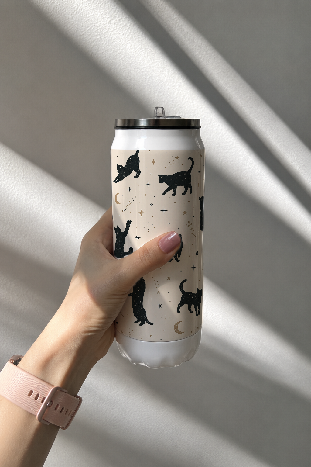 Ivora Metal Can Sipper 500 ML| Celestial Paws Print | Double Walled Hot And Cold Tumbler 1219 Avenue