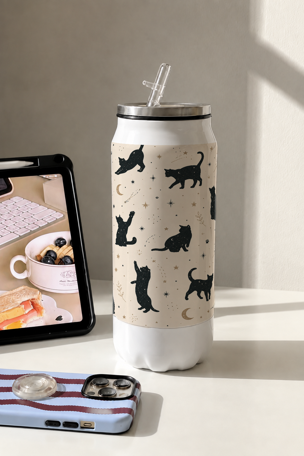 Ivora Metal Can Sipper 500 ML| Celestial Paws Print | Double Walled Hot And Cold Tumbler 1219 Avenue