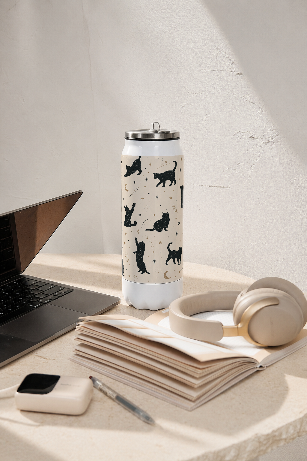 Ivora Metal Can Sipper 500 ML| Celestial Paws Print | Double Walled Hot And Cold Tumbler 1219 Avenue
