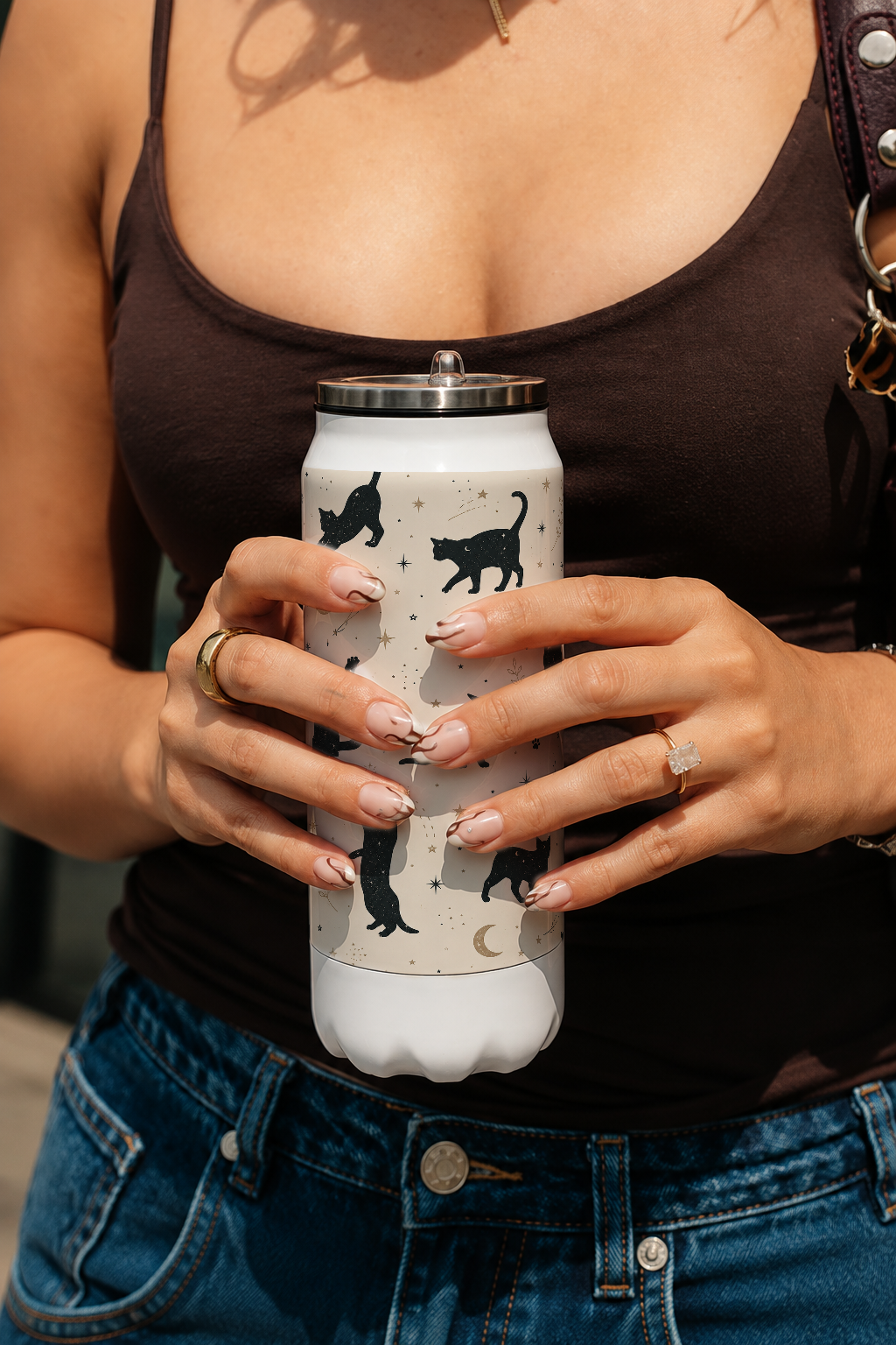 Ivora Metal Can Sipper 500 ML| Celestial Paws Print | Double Walled Hot And Cold Tumbler 1219 Avenue