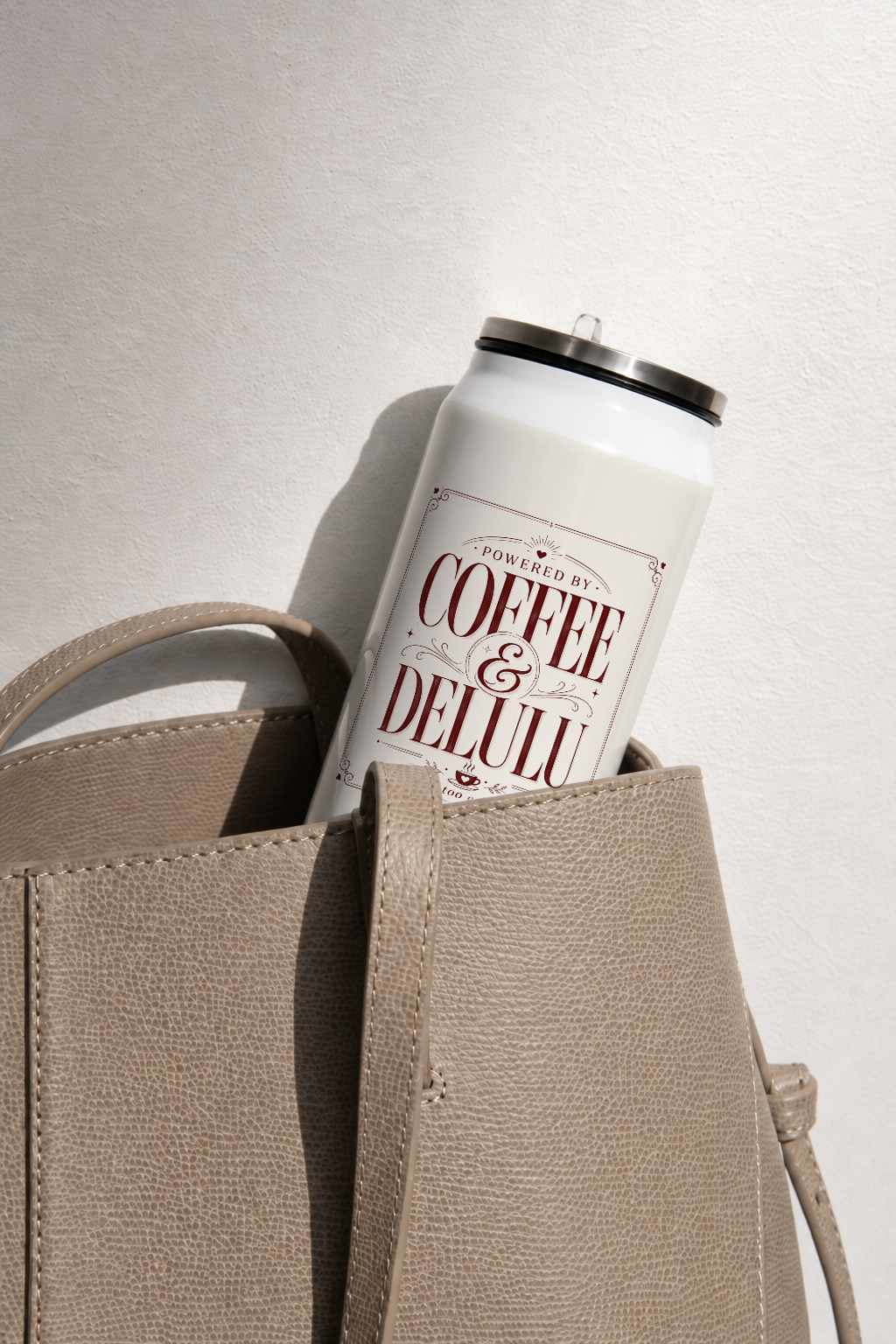 Ivora Metal Can Sipper 500 ML| Coffee & Delulu Print | Double Walled Hot And Cold Tumbler 1219 Avenue