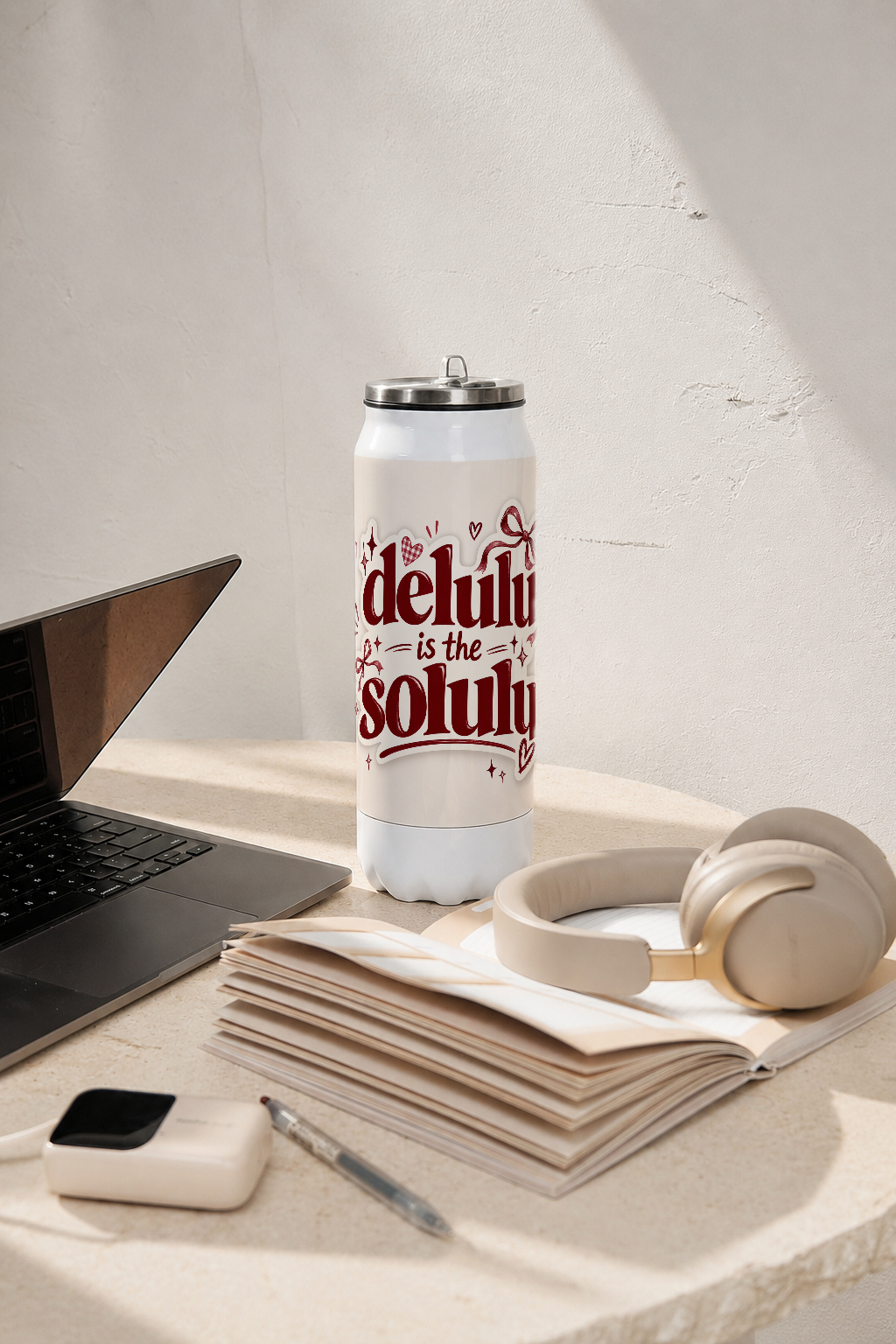 Ivora Metal Can Sipper 500 ML| Delulu Is The Solulu Print | Double Walled Hot And Cold Tumbler 1219 Avenue