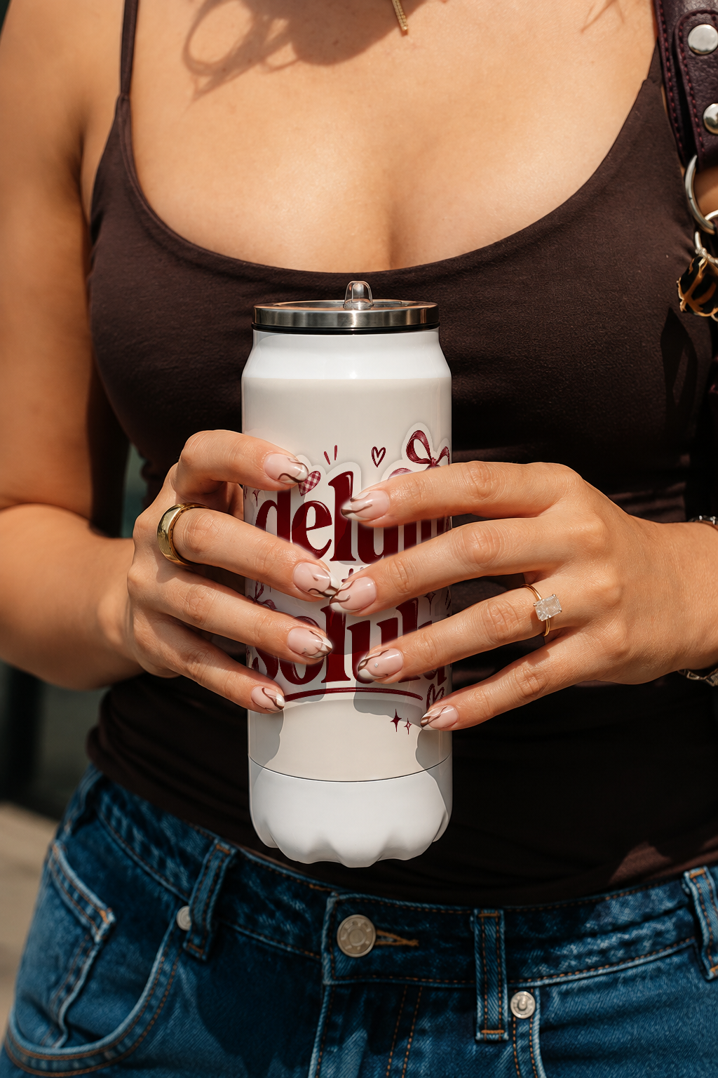 Ivora Metal Can Sipper 500 ML| Delulu Is The Solulu Print | Double Walled Hot And Cold Tumbler 1219 Avenue