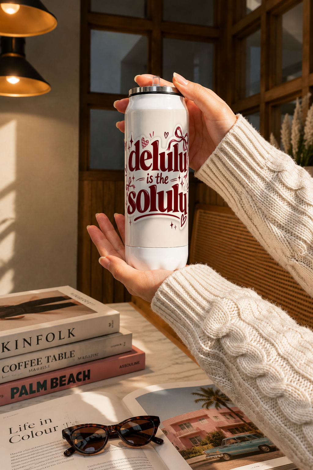 Ivora Metal Can Sipper 500 ML| Delulu Is The Solulu Print | Double Walled Hot And Cold Tumbler 1219 Avenue
