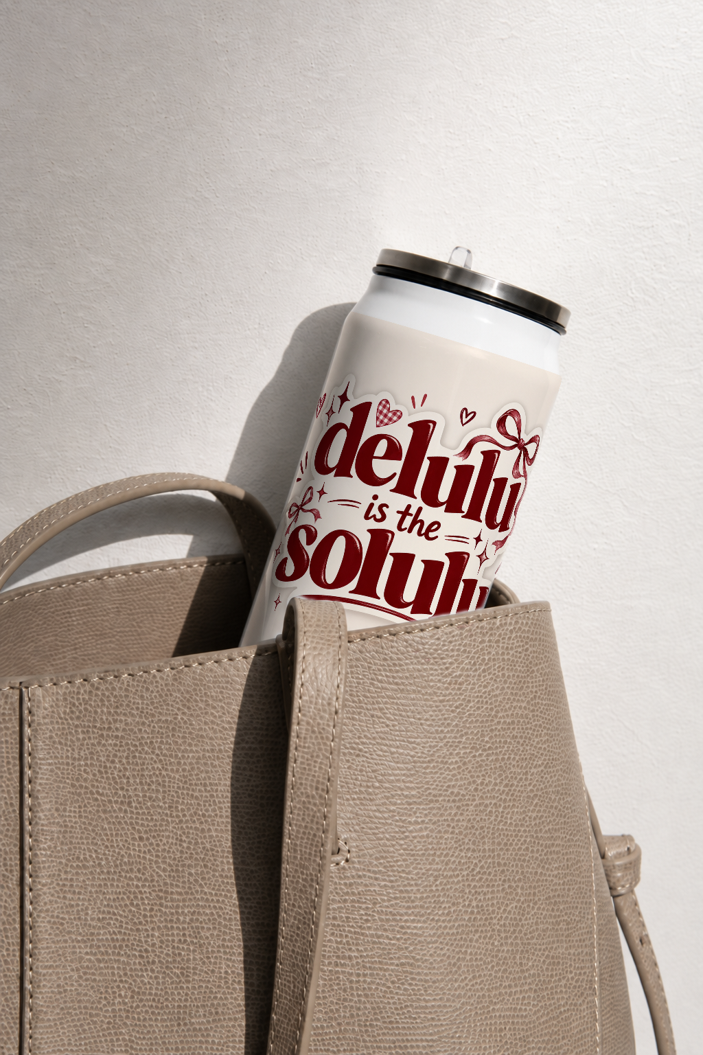 Ivora Metal Can Sipper 500 ML| Delulu Is The Solulu Print | Double Walled Hot And Cold Tumbler 1219 Avenue