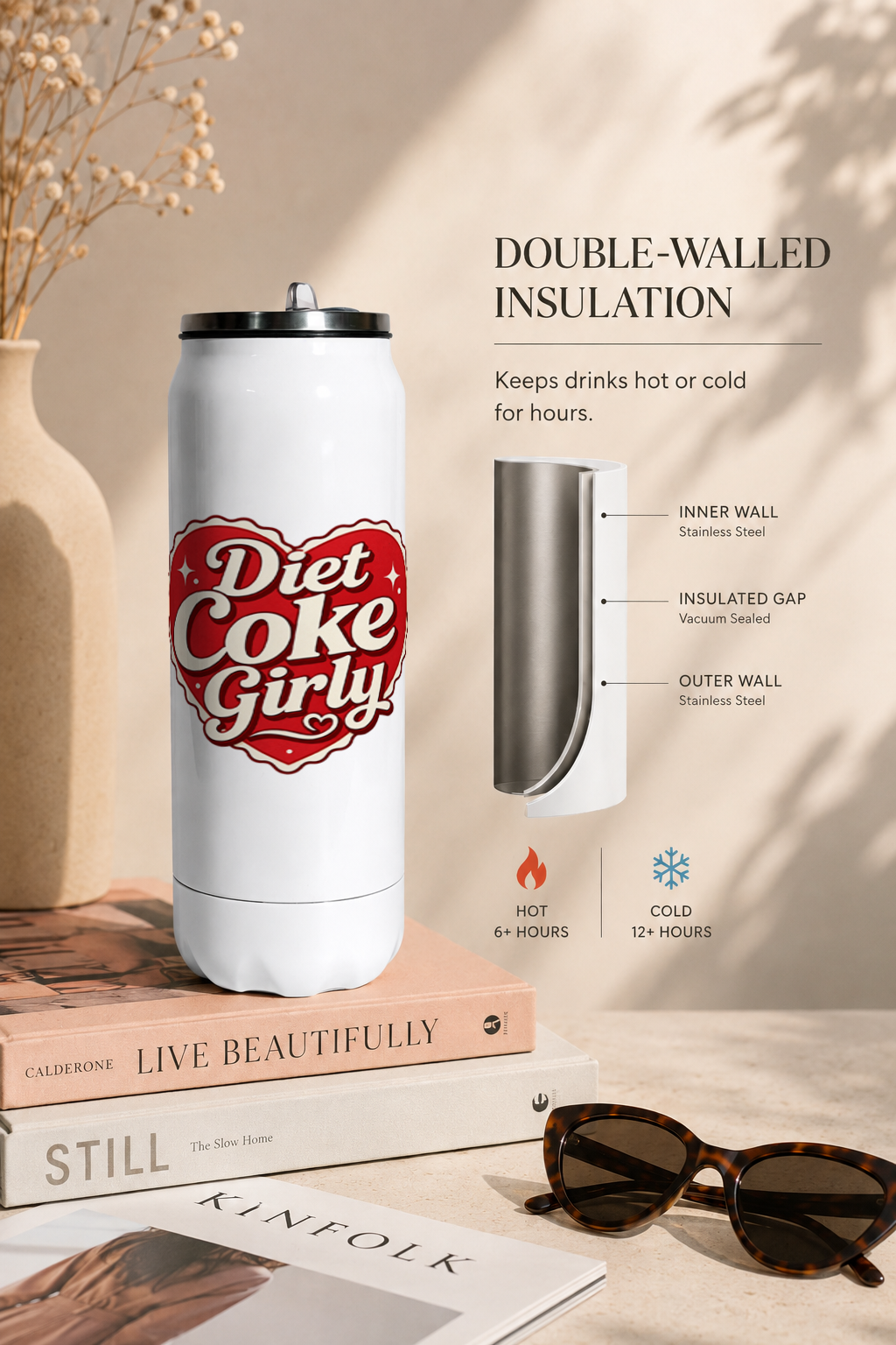 Ivora Metal Can Sipper 500 ML| Diet Coke Club Print | Double Walled Hot And Cold Tumbler 1219 Avenue