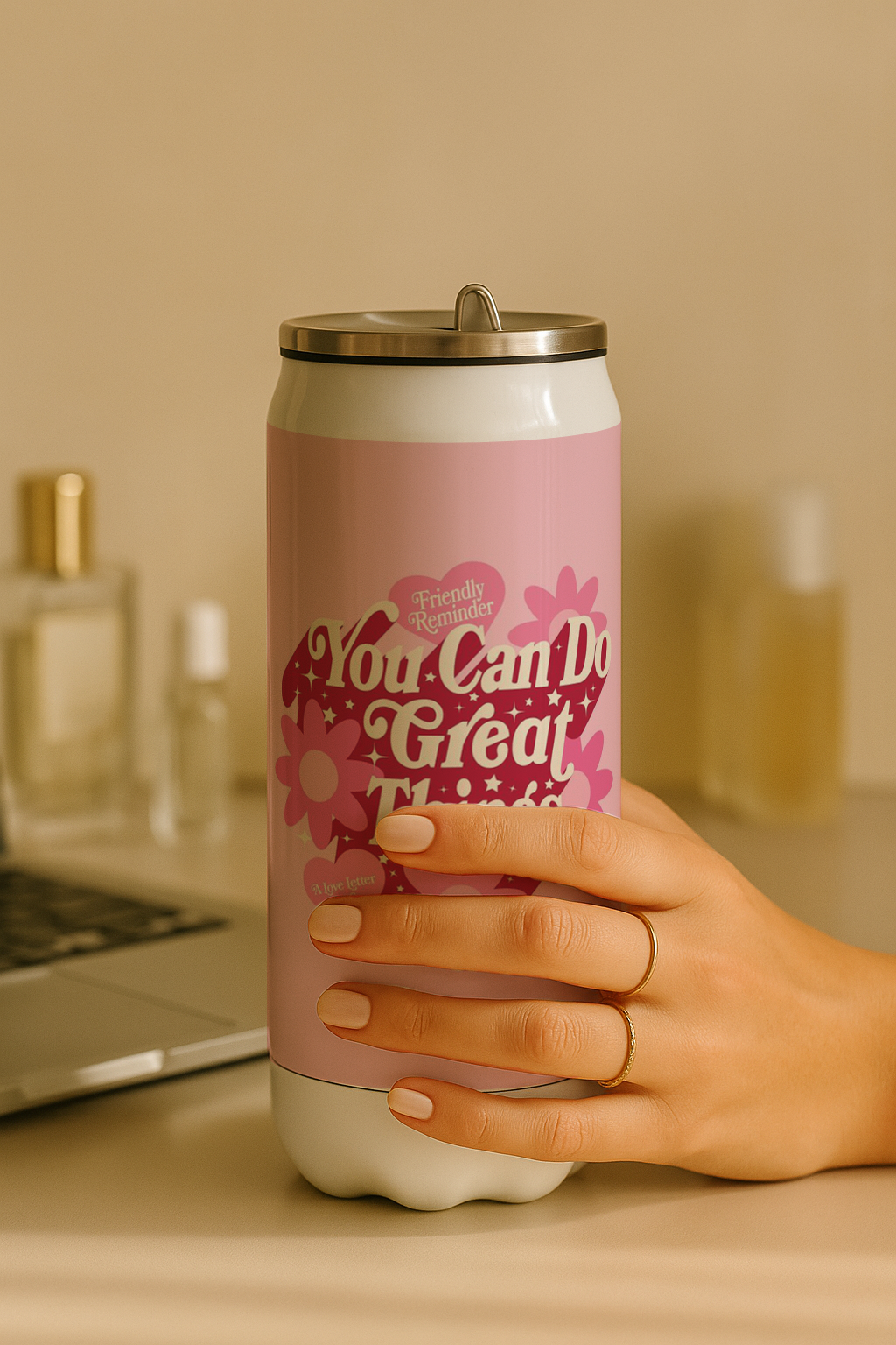 Ivora Metal Can Sipper 500 ML| Great Things Print | Double Walled Hot And Cold Tumbler 1219 Avenue