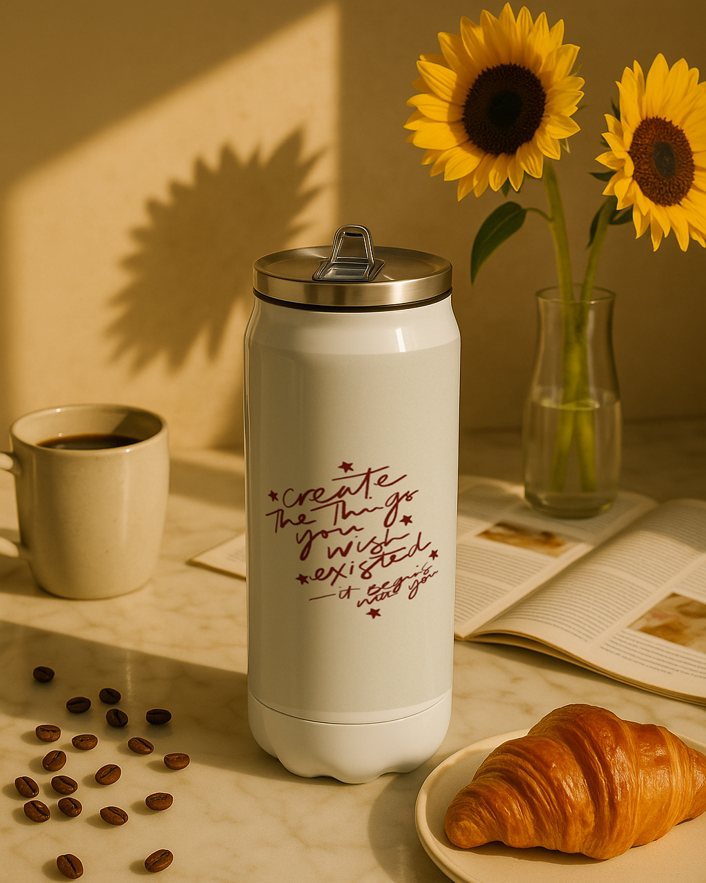 Ivora Metal Can Sipper 450 ML| Metal Cans 450 ML | Create Things Print | Double Walled Hot And Cold Tumbler 1219 Avenue India