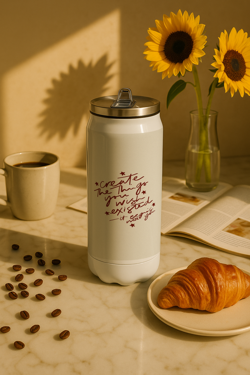Ivora Metal Can Sipper 450 ML| Metal Cans 450 ML | Create Things Print | Double Walled Hot And Cold Tumbler 1219 Avenue India