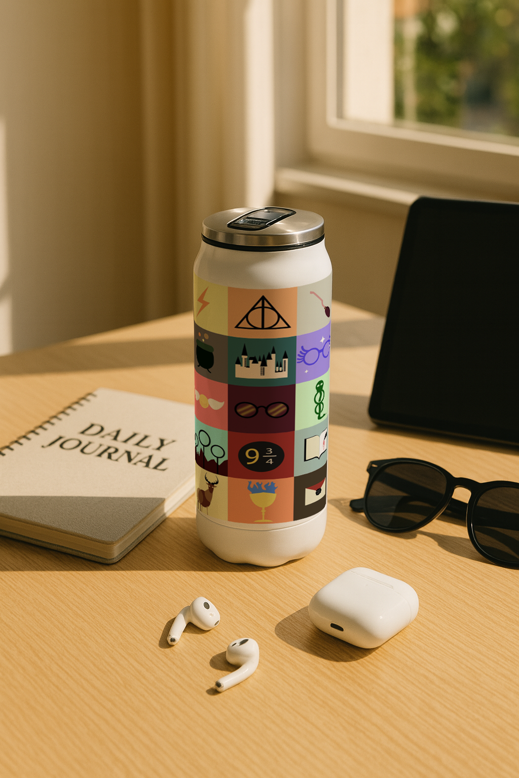 Ivora Metal Can Sipper 450 ML| Metal Cans 450 ML | Harry Potter Wizardry Print | Double Walled Hot And Cold Tumbler 1219 Avenue India