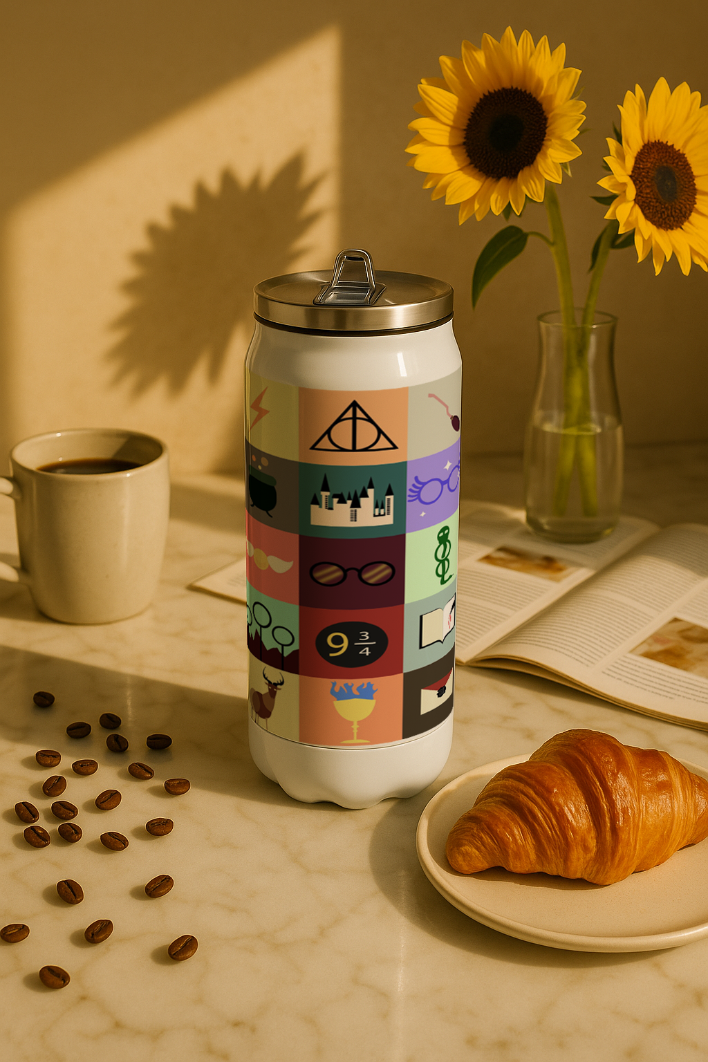 Ivora Metal Can Sipper 450 ML| Metal Cans 450 ML | Harry Potter Wizardry Print | Double Walled Hot And Cold Tumbler 1219 Avenue India