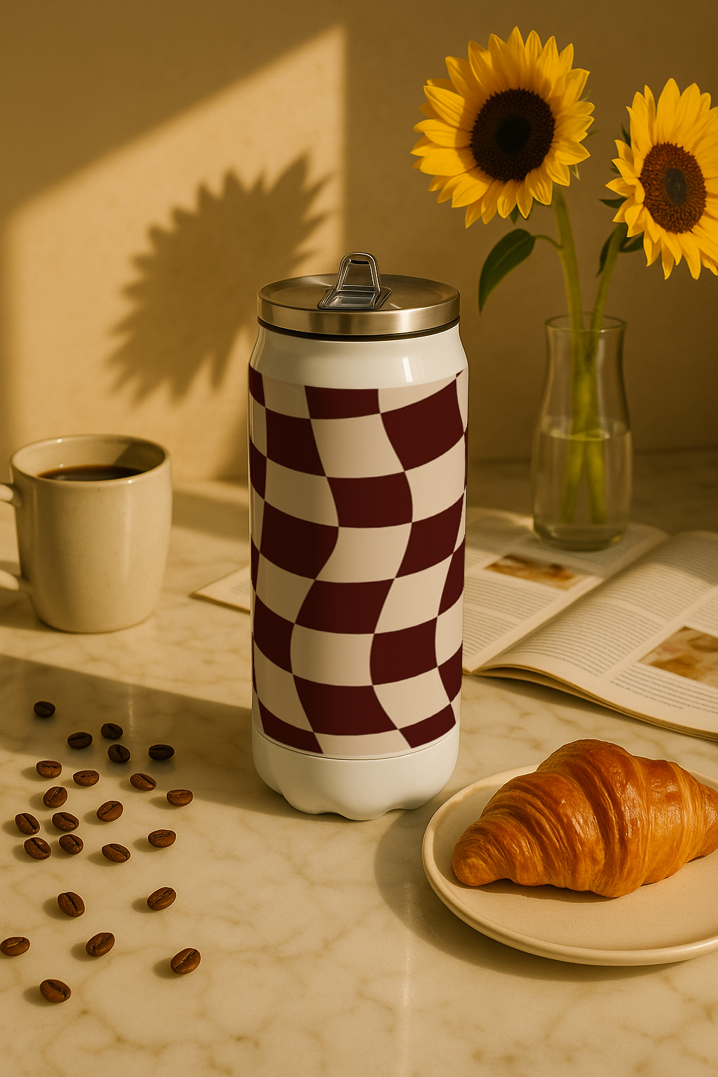 Ivora Metal Can Sipper 450 ML| Metal Cans 450 ML | Retro Ripple  Print | Double Walled Hot And Cold Tumbler 1219 Avenue India