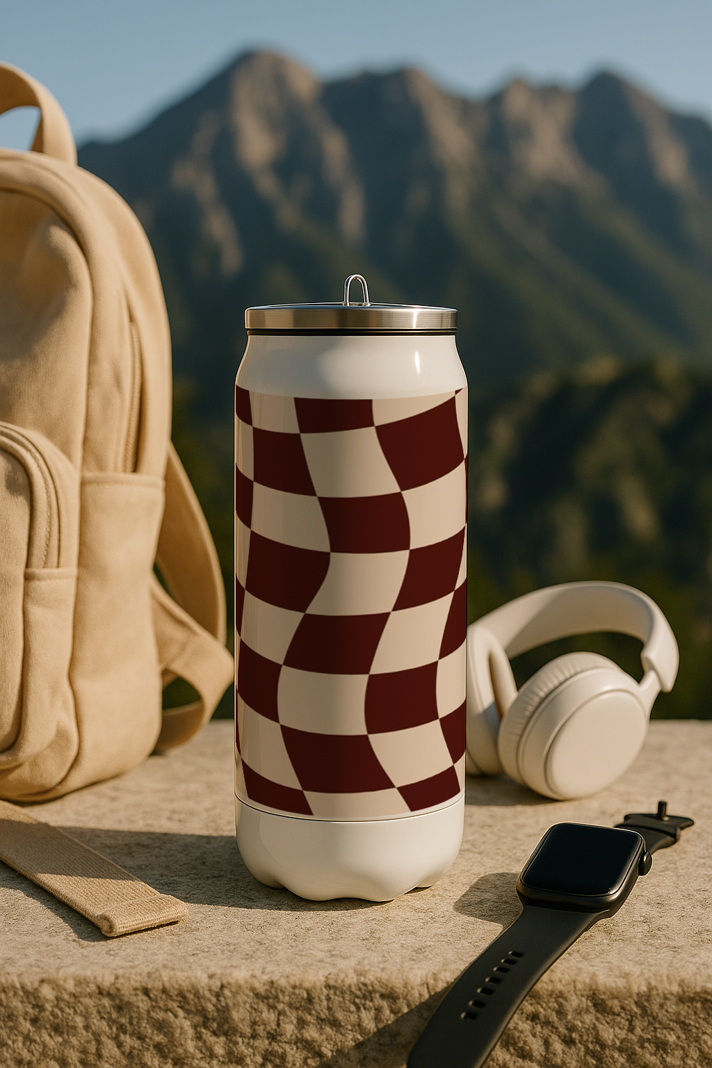 Ivora Metal Can Sipper 450 ML| Metal Cans 450 ML | Retro Ripple  Print | Double Walled Hot And Cold Tumbler 1219 Avenue India