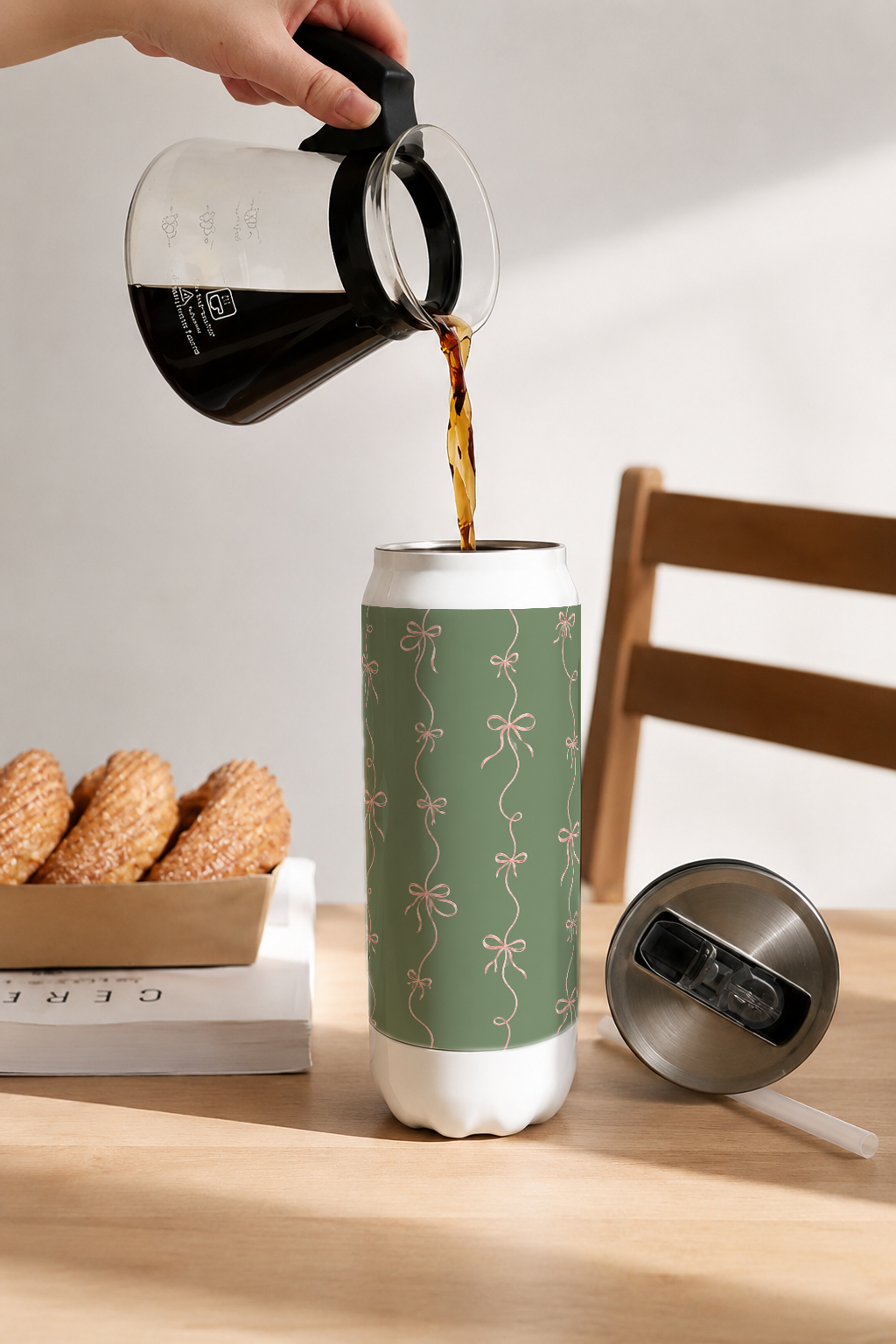 Ivora Metal Can Sipper 500 ML| Sage & Silk Print | Double Walled Hot And Cold Tumbler 1219 Avenue