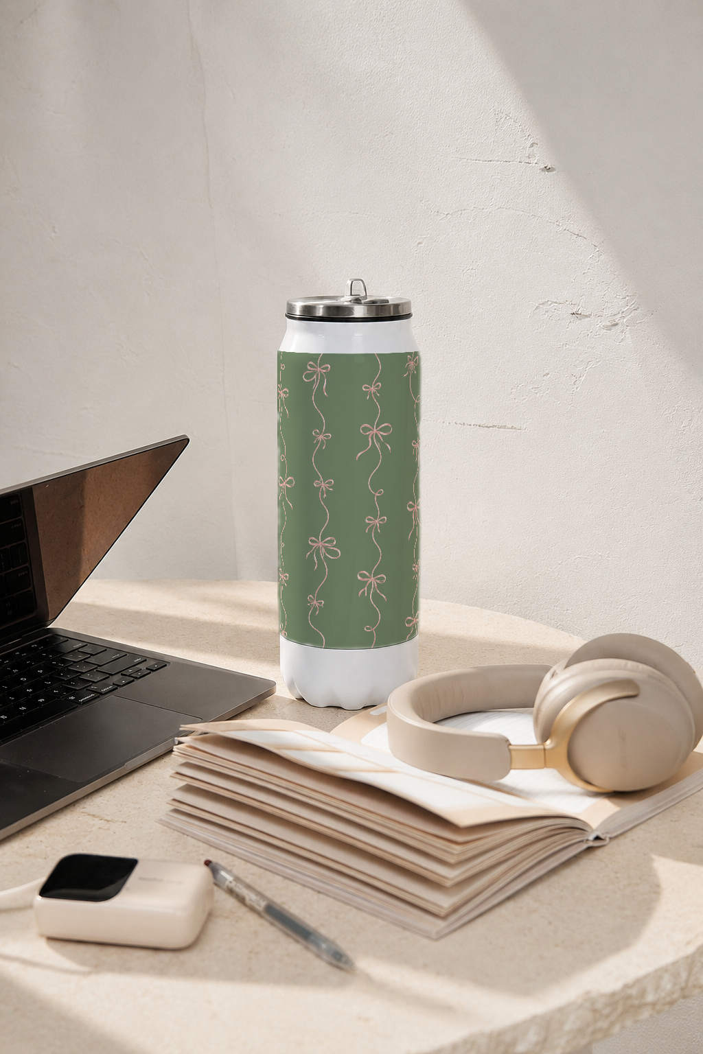 Ivora Metal Can Sipper 500 ML| Sage & Silk Print | Double Walled Hot And Cold Tumbler 1219 Avenue