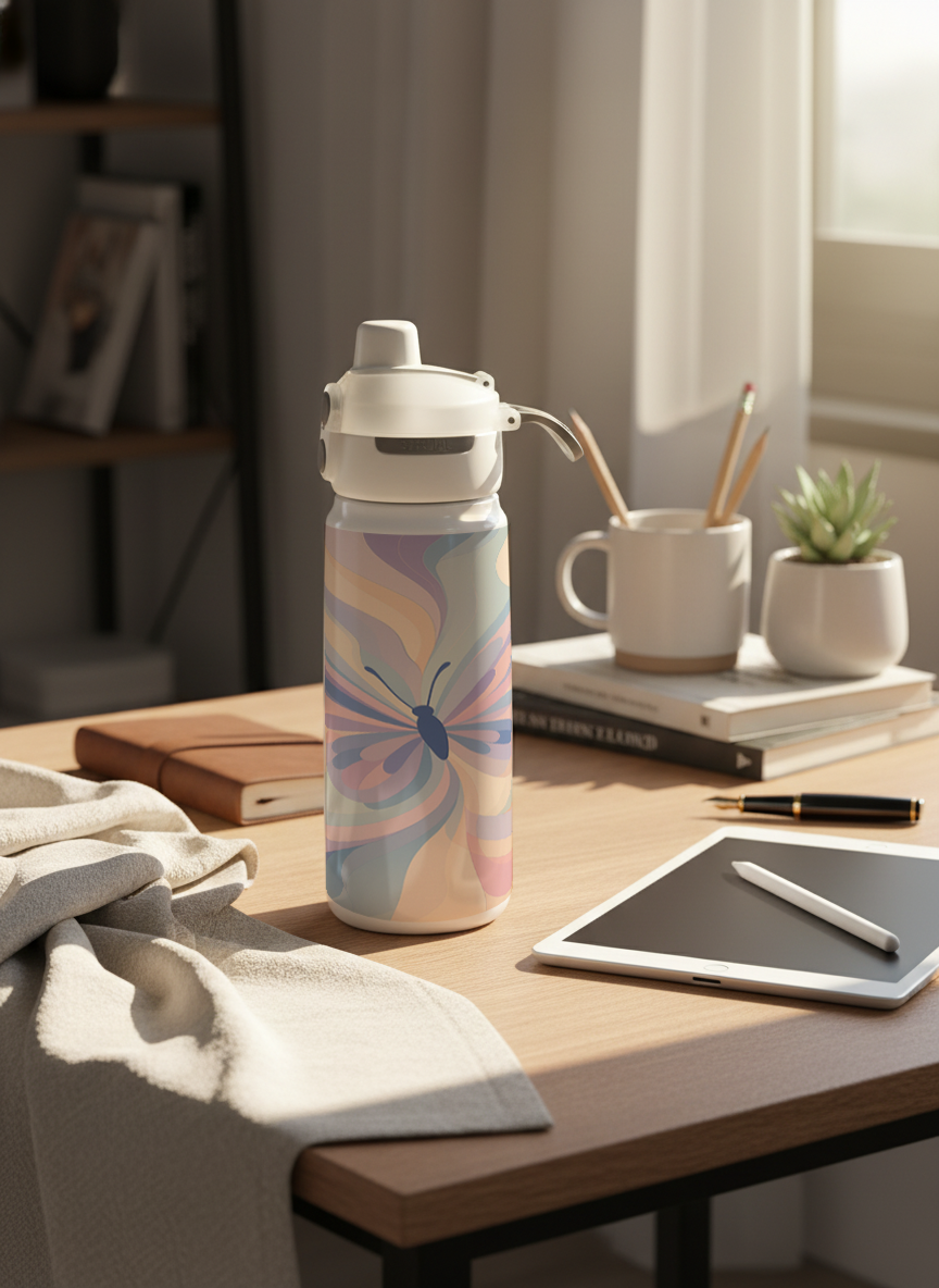 Lumi Insulated Premium Water Bottle 650ml – Aura Flow Print | 12+ Hours Hot & Cold | 2-Way Lid 1219 Avenue India
