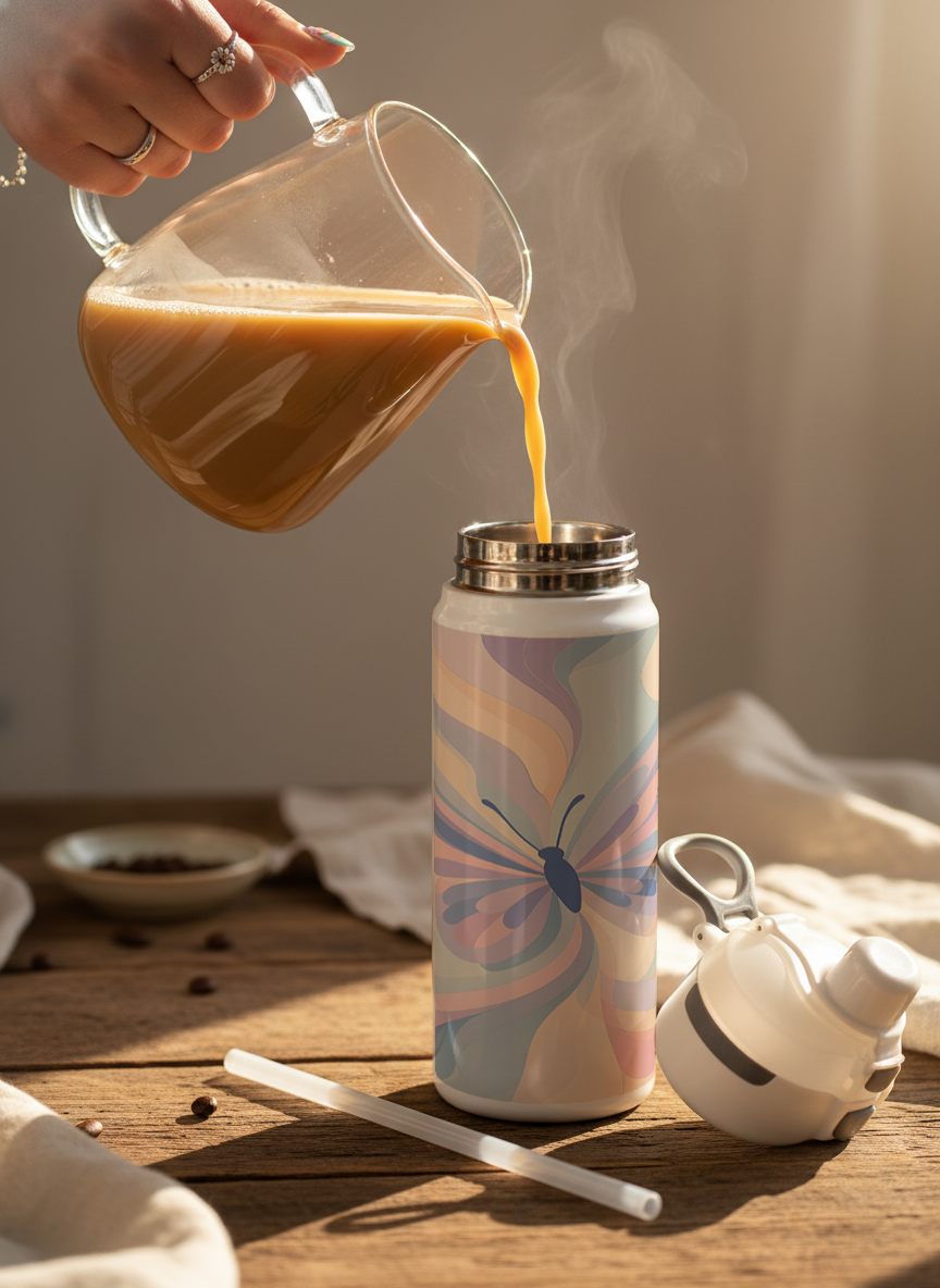 Lumi Insulated Premium Water Bottle 650ml – Aura Flow Print | 12+ Hours Hot & Cold | 2-Way Lid 1219 Avenue India