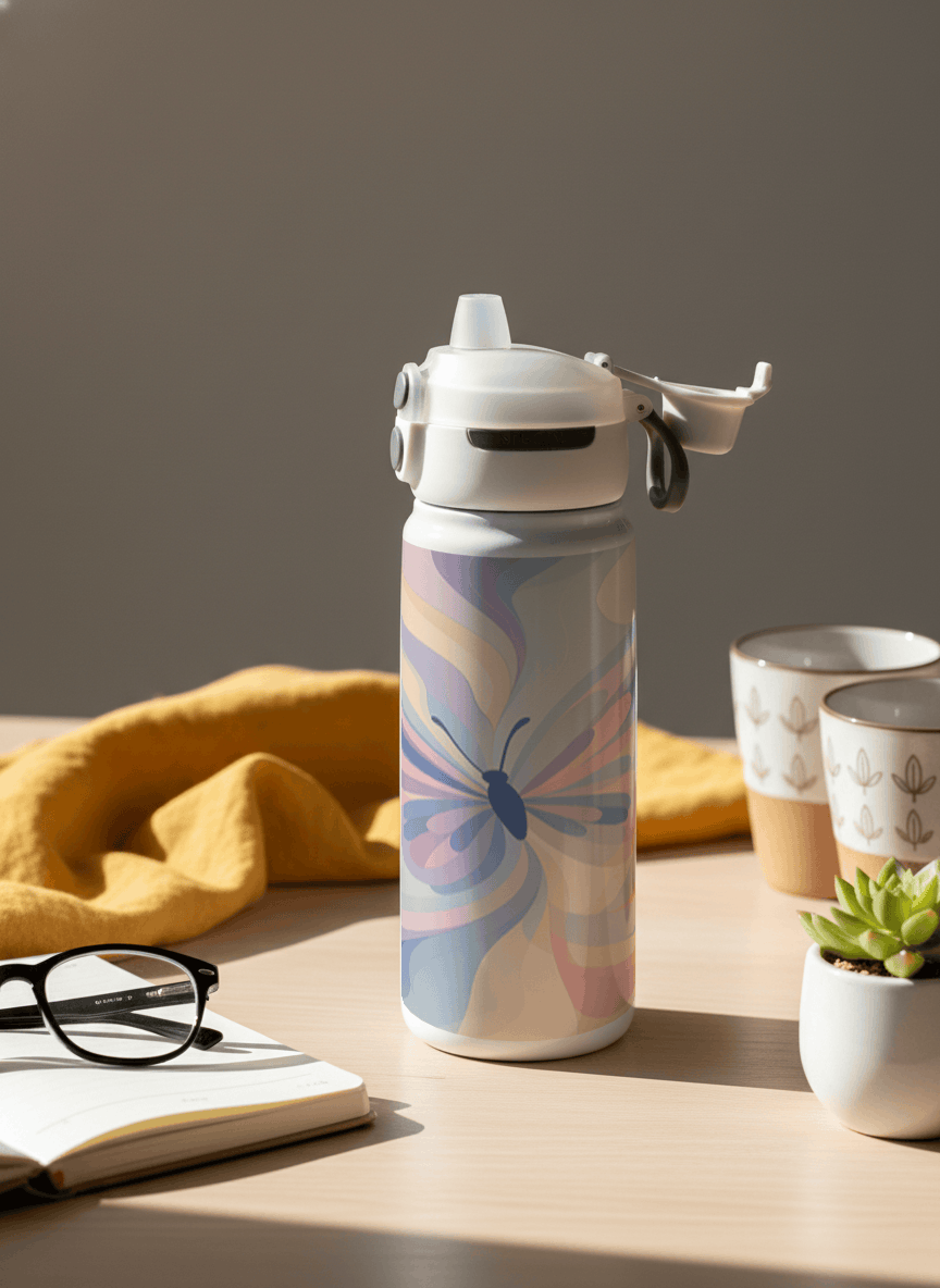 Lumi Insulated Premium Water Bottle 650ml – Aura Flow Print | 12+ Hours Hot & Cold | 2-Way Lid 1219 Avenue India