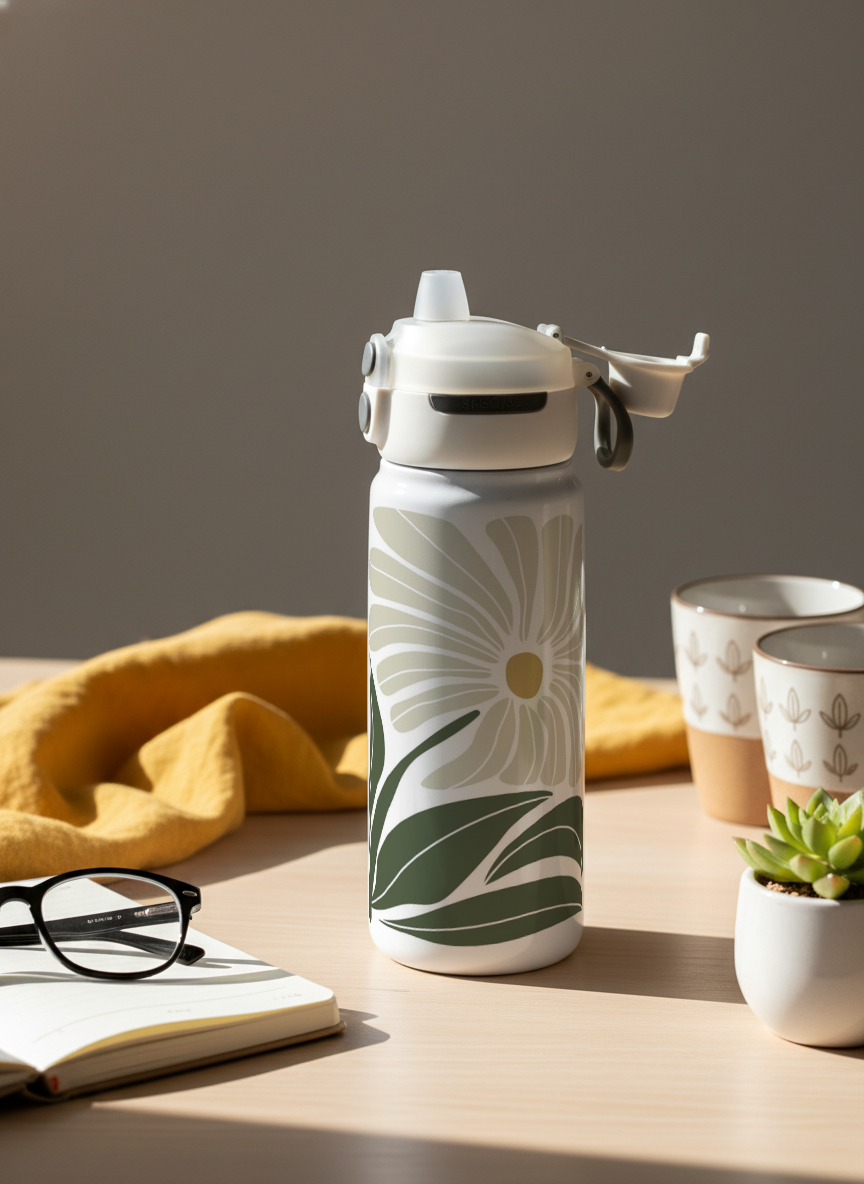 Lumi Insulated Premium Water Bottle 650ml – Bloom & Flow Print | 12+ Hours Hot & Cold | 2-Way Lid 1219 Avenue India