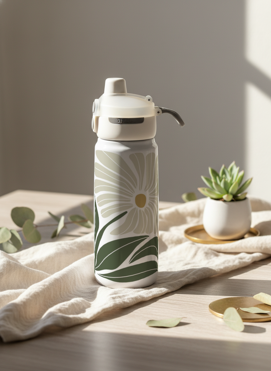 Lumi Insulated Premium Water Bottle 650ml – Bloom & Flow Print | 12+ Hours Hot & Cold | 2-Way Lid 1219 Avenue India