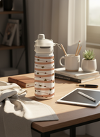 Lumi Insulated Premium Water Bottle 650ml – Celestial Stripes Print | 12+ Hours Hot & Cold | 2-Way Lid 1219 Avenue India