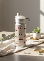 Lumi Insulated Premium Water Bottle 650ml – Cherry Bow Print | 12+ Hours Hot & Cold | 2-Way Lid 1219 Avenue India