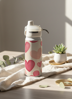 Lumi Insulated Premium Water Bottle 650ml – Heart Latte Print | 12+ Hours Hot & Cold | 2-Way Lid 1219 Avenue India