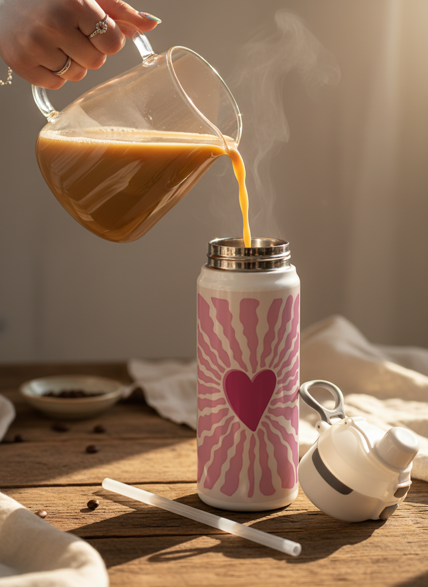 Lumi Insulated Premium Water Bottle 650ml –Love Burst Print | 12+ Hours Hot & Cold | 2-Way Lid 1219 Avenue India