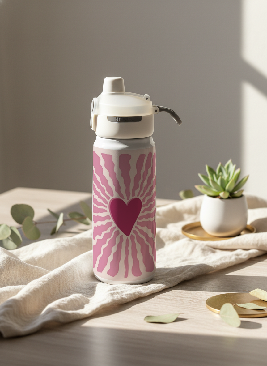 Lumi Insulated Premium Water Bottle 650ml –Love Burst Print | 12+ Hours Hot & Cold | 2-Way Lid 1219 Avenue India