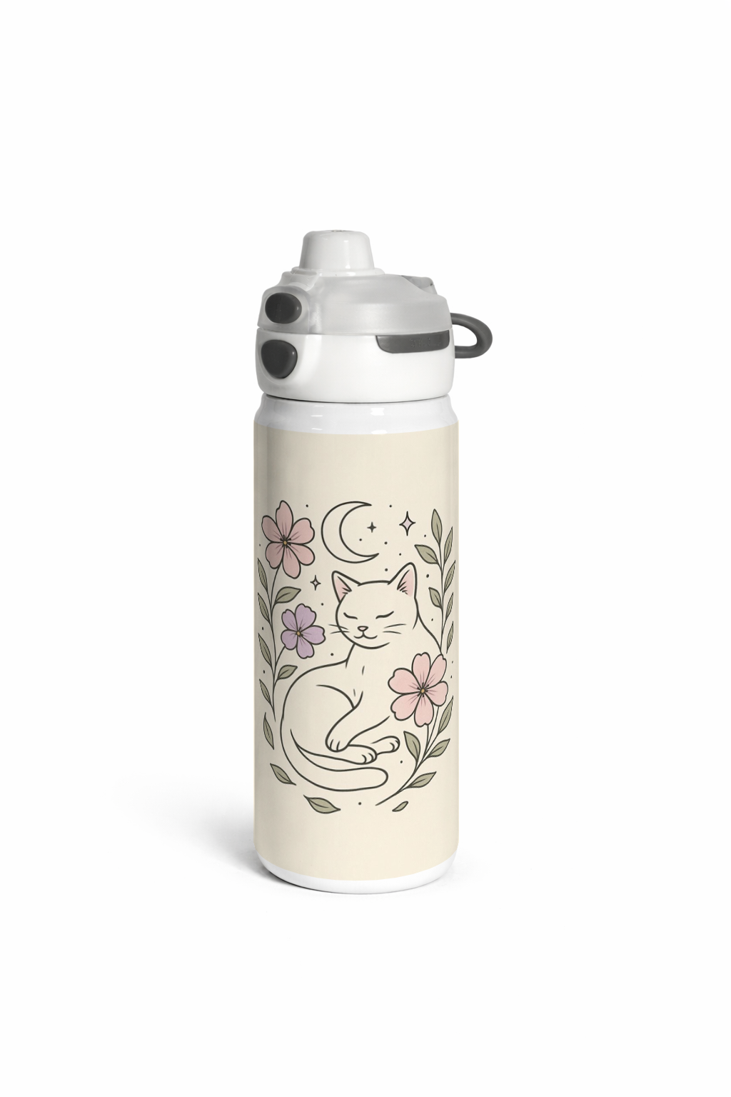 Lumi Insulated Premium Water Bottle 650ml –Midnight Meow Print | 12+ Hours Hot & Cold | 2-Way Lid 1219 Avenue India