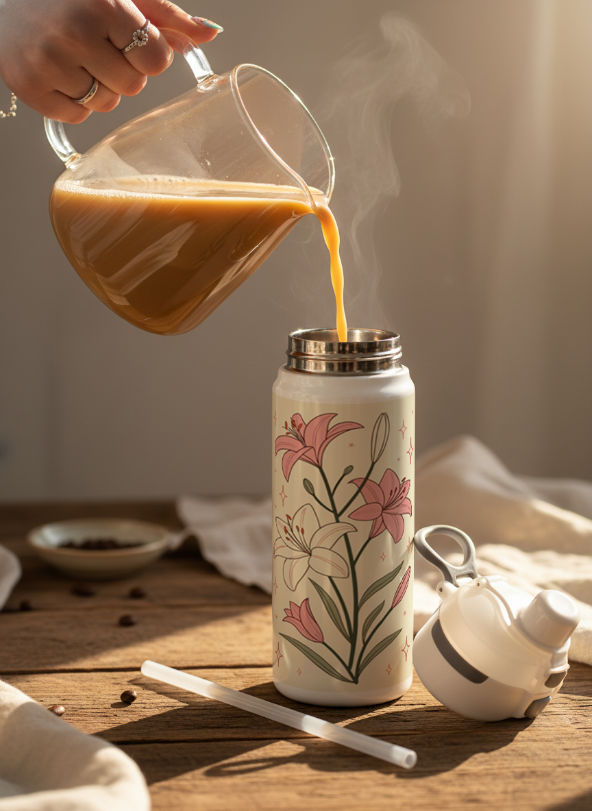 Lumi Insulated Premium Water Bottle 650ml - Petal Poise Print | 12+ Hours Hot & Cold | 2-Way Lid 1219 Avenue India