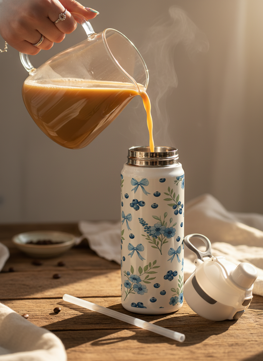 Lumi Insulated Premium Water Bottle 650ml – Royal Meadow Bows Print | 12+ Hours Hot & Cold | 2-Way Lid 1219 Avenue India